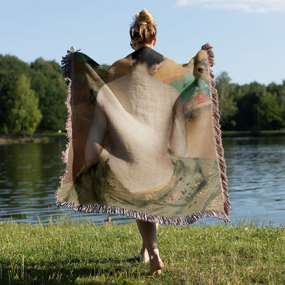 Green Aesthetic Held on a Woman's Back Outside