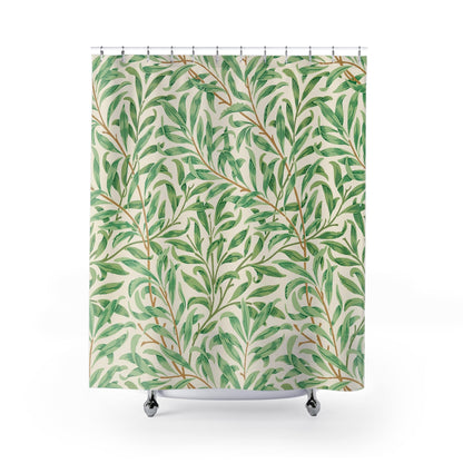 William Morris Shower Curtain with plants design, classic bathroom decor showcasing Morris's botanical patterns.