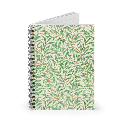 Green Leaf Spiral Notebook Standing up on White Desk