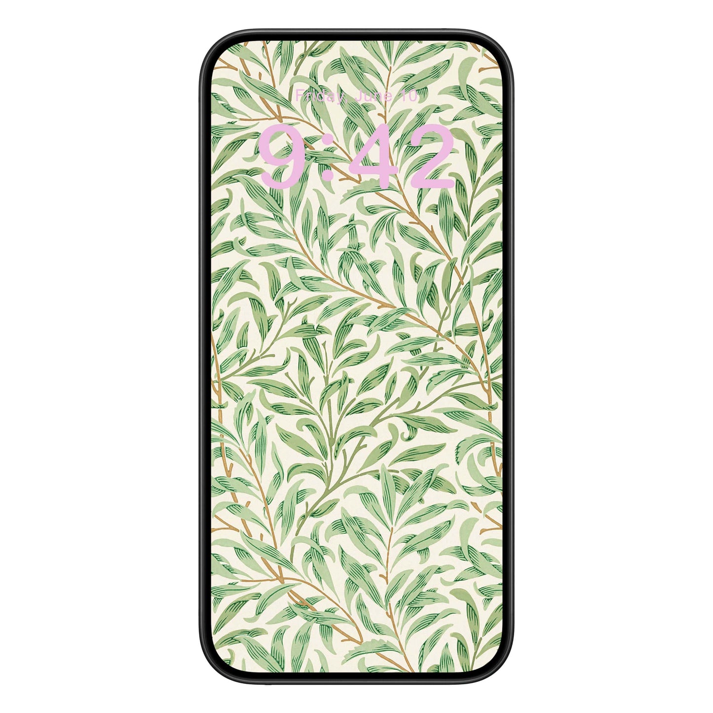 Green Leaf Phone Wallpaper Pink Text