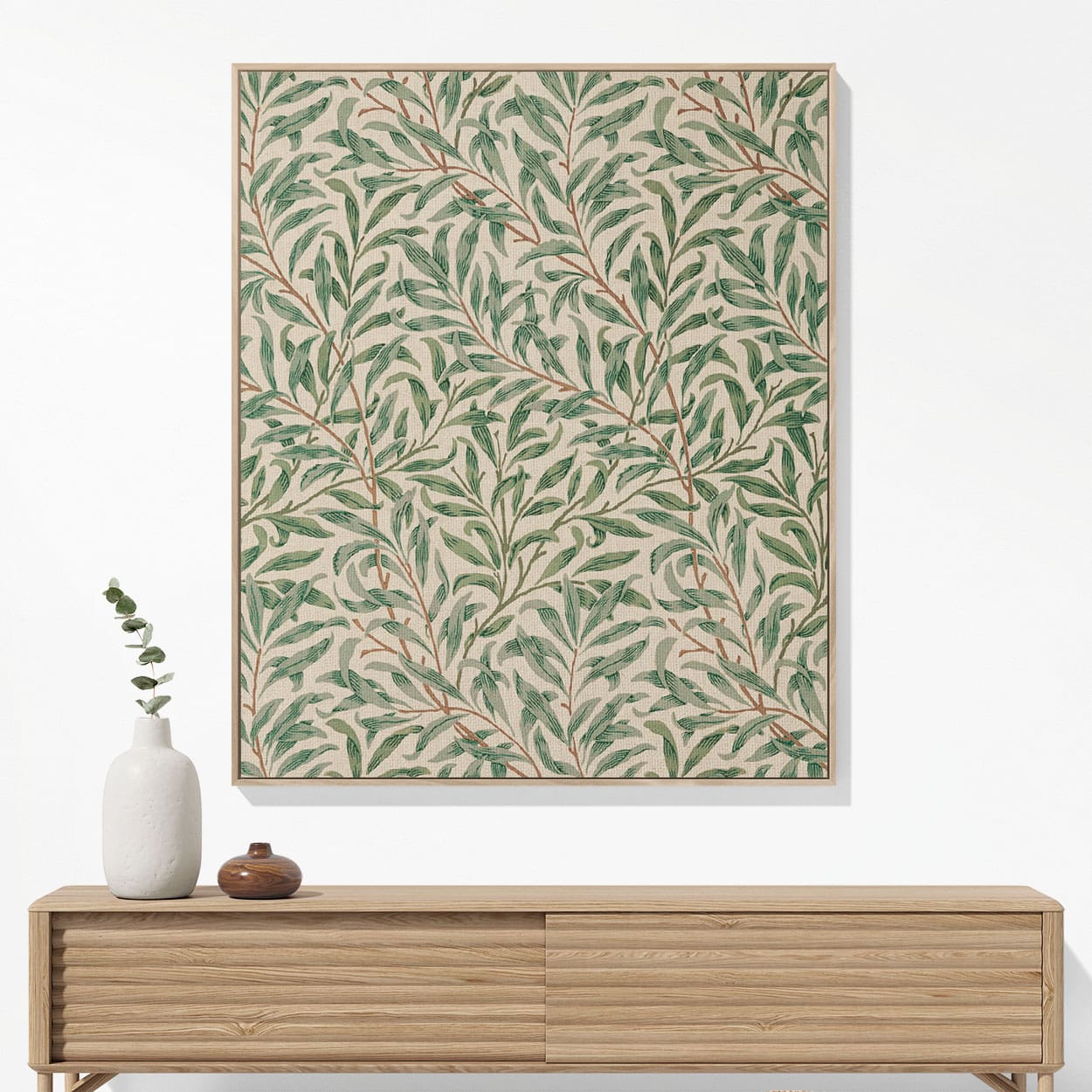 Green Leaf Woven Blanket Woven Blanket Hanging on a Wall as Framed Wall Art