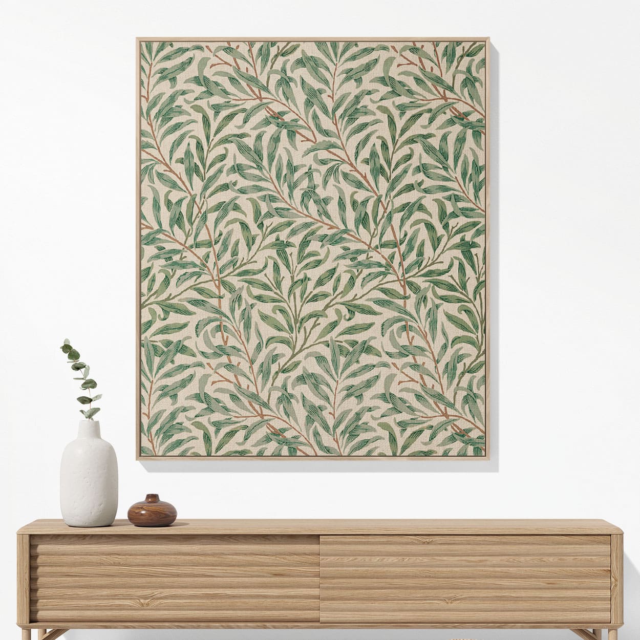 Green Leaf Woven Blanket Hanging on a Wall as Framed Wall Art