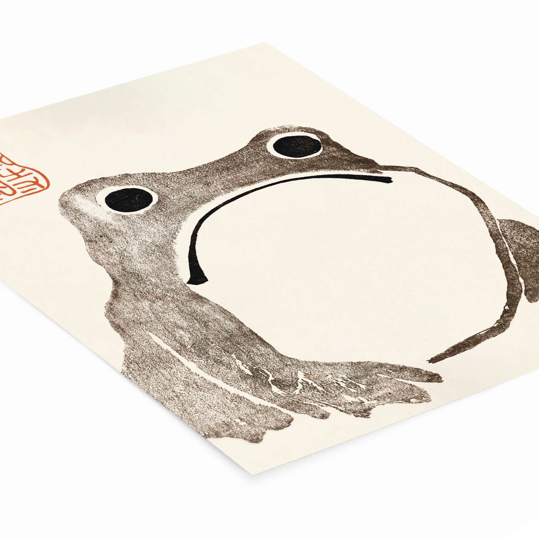 Grumpy Frog Art Print Laying Flat on a White Background