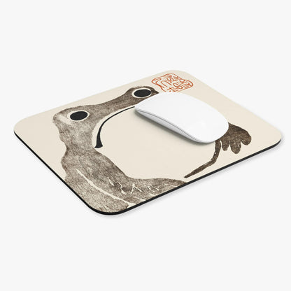 Grumpy Frog Computer Desk Mouse Pad With White Mouse