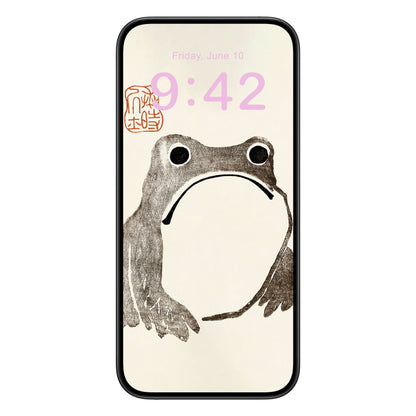Grumpy Frog Phone Wallpaper Pink Text