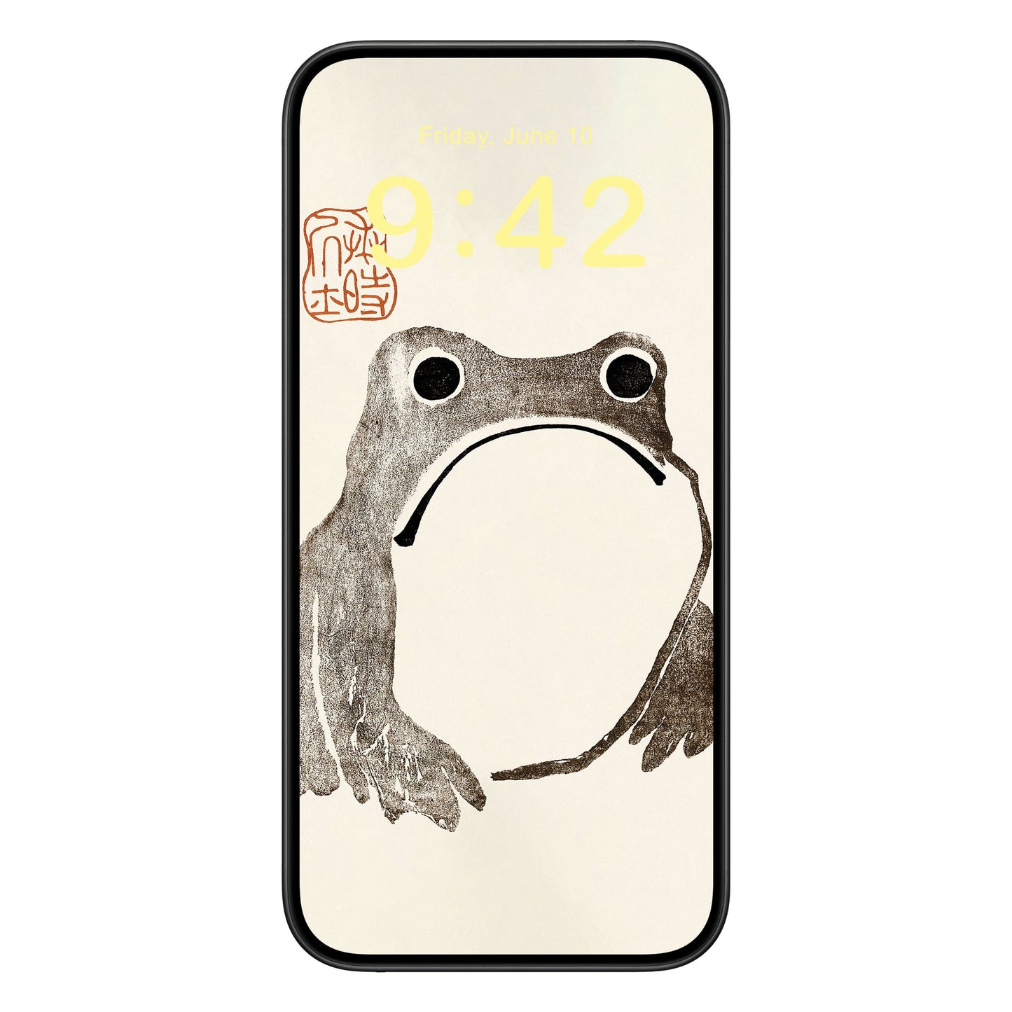 Grumpy Frog Phone Wallpaper Yellow Text