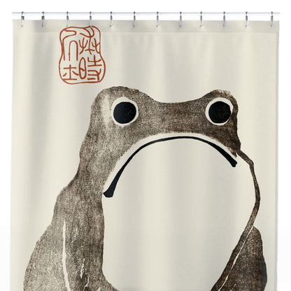 Grumpy Frog Shower Curtain Close Up, Humor and Fun Shower Curtains
