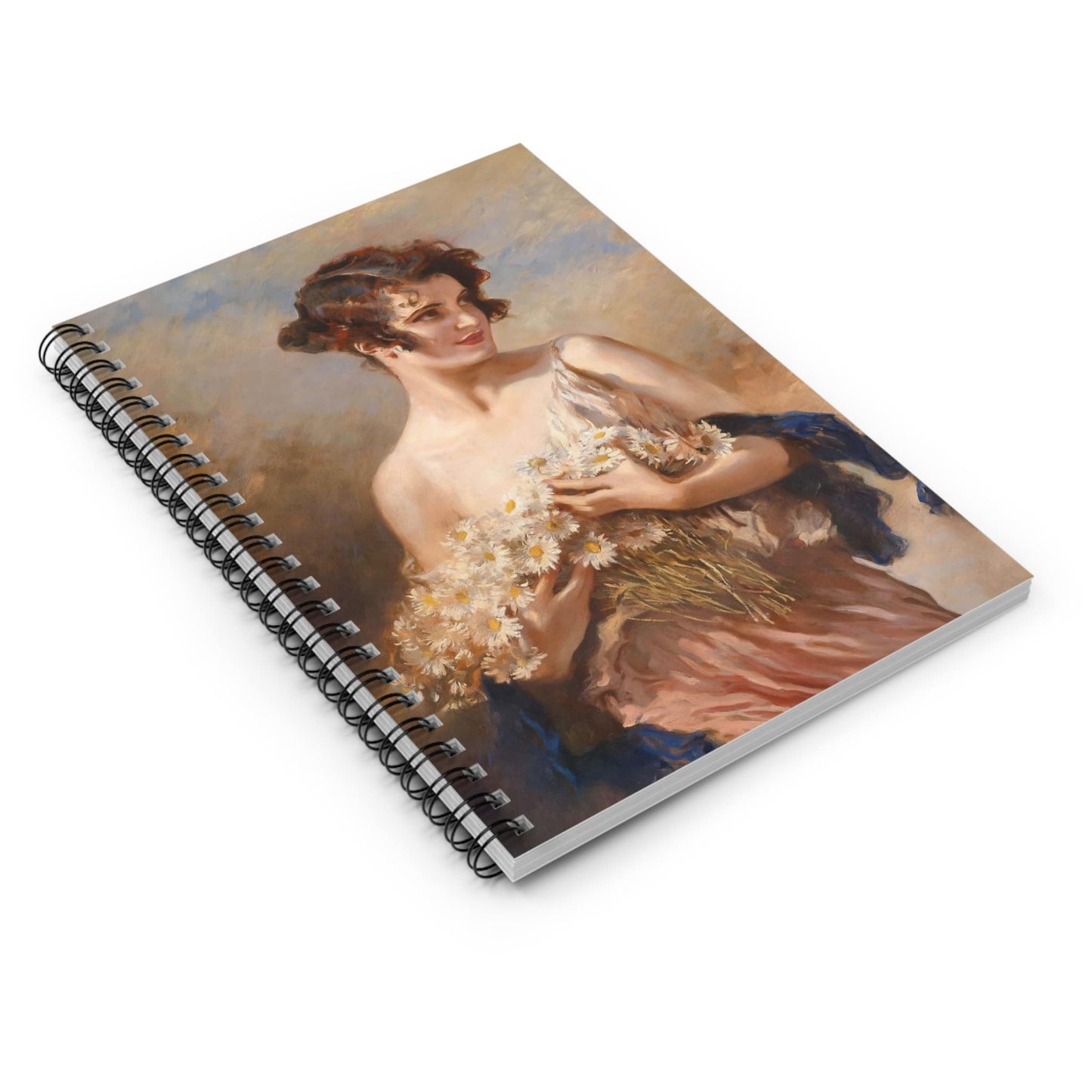 Hands Full of Flowers Spiral Notebook Laying Flat on White Surface