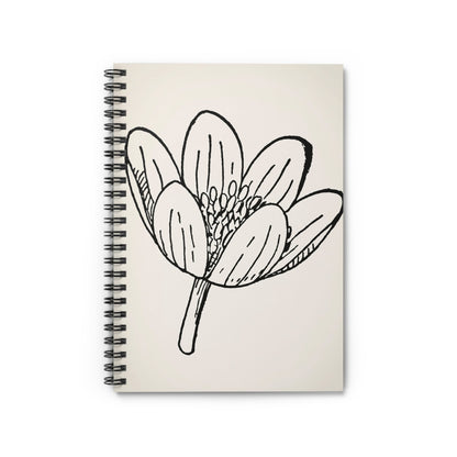 Minimalist Flower Notebook with Happy cover, ideal for journaling and planning, showcasing minimalist happy flower designs.