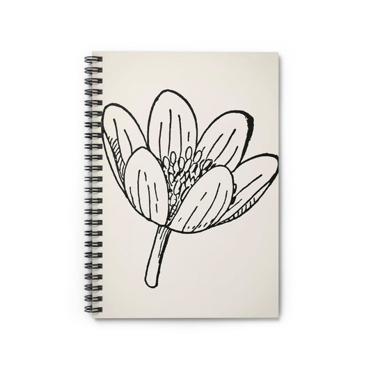 Minimalist Flower Notebook with Happy cover, ideal for journaling and planning, showcasing minimalist happy flower designs.
