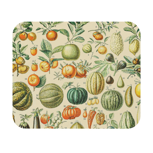 Harvest Mouse Pad showcasing a rustic fruit chart, perfect for desk and office decor.
