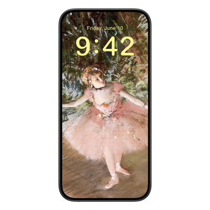 Impressionist Ballerina Phone Wallpaper Yellow Text