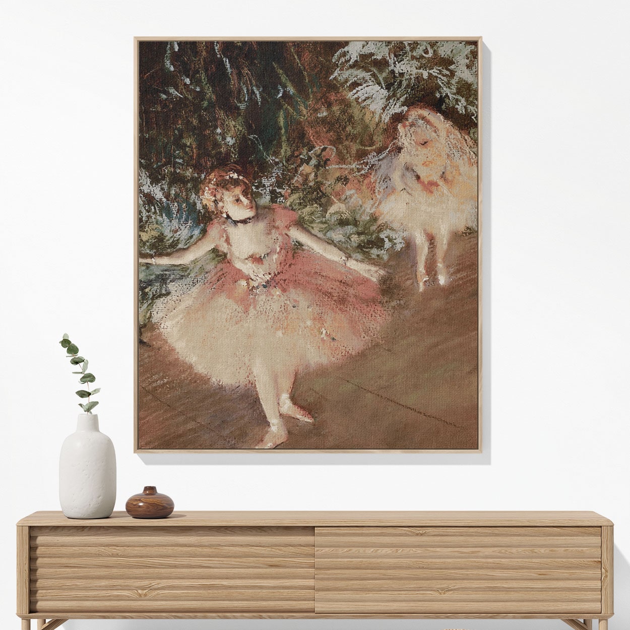 Impressionist Ballerina Woven Blanket Hanging on a Wall as Framed Wall Art