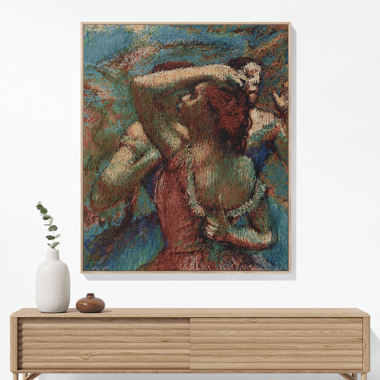 Impressionist Woven Blanket Hanging on a Wall as Framed Wall Art