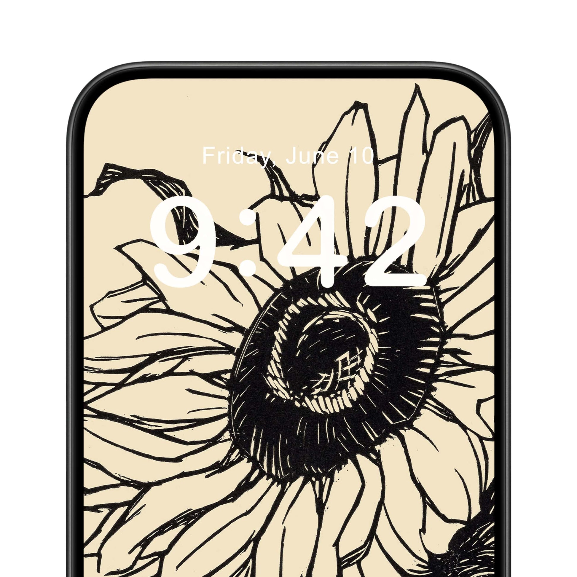Ink Drawn Flower Phone Wallpaper Close Up