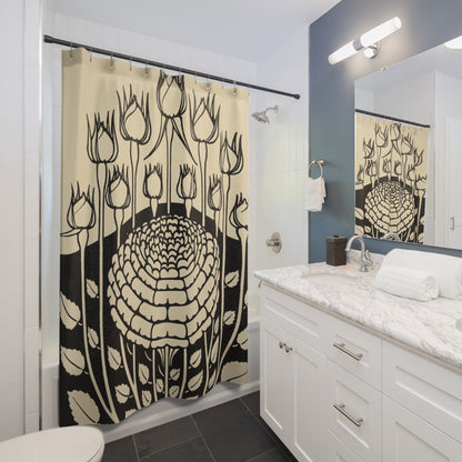 Ink Flower Aesthetic Shower Curtain Best Bathroom Decorating Ideas for Botanical Decor