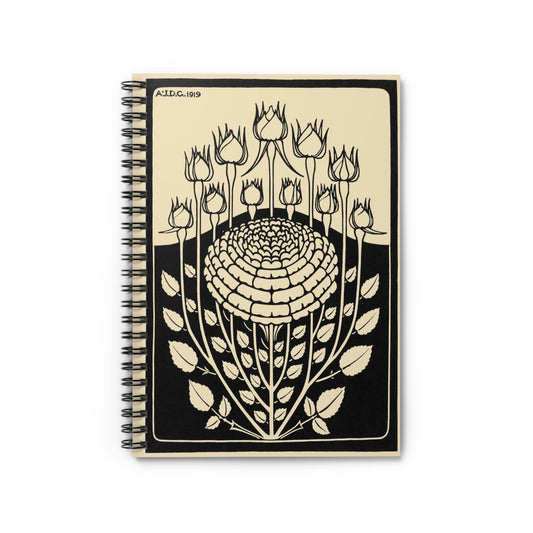 Rose Bush Notebook with Ink Drawing cover, ideal for journaling and planning, showcasing detailed ink drawings of rose bushes.