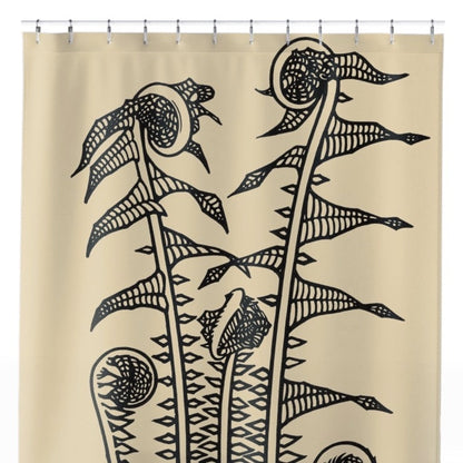 Ink Plants Shower Curtain Close Up, Botanical Shower Curtains