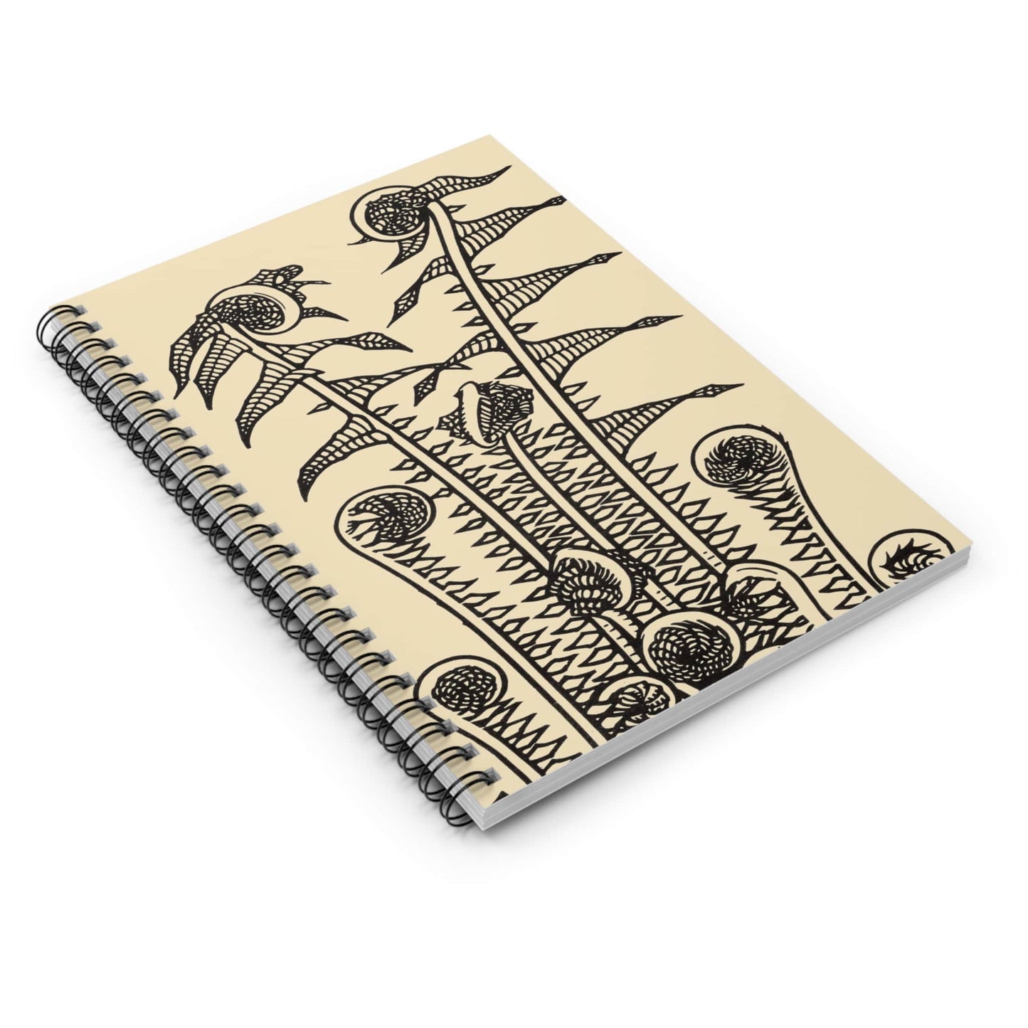 Ink Plants Spiral Notebook Laying Flat on White Surface