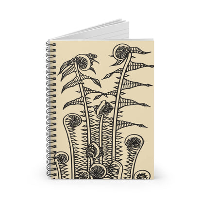 Ink Plants Spiral Notebook Standing up on White Desk