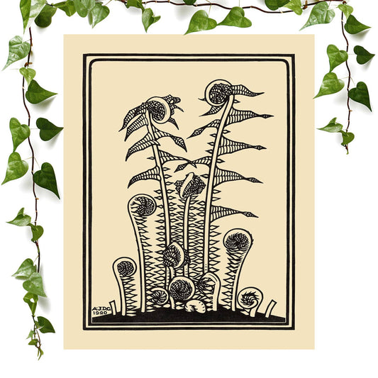 Ink Plants art print julie de graag drawing vintage wall art