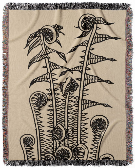 Ink Plants woven throw blanket, crafted from 100% cotton, providing a soft and cozy texture with a Julie de Graag drawing for home decor.