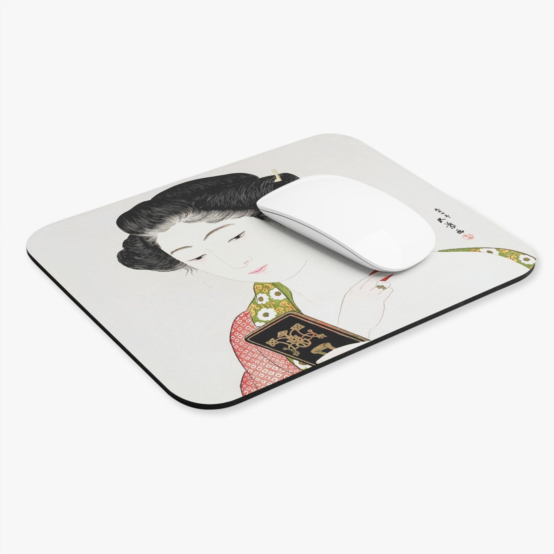 Japanese Aesthetic Computer Desk Mouse Pad With White Mouse