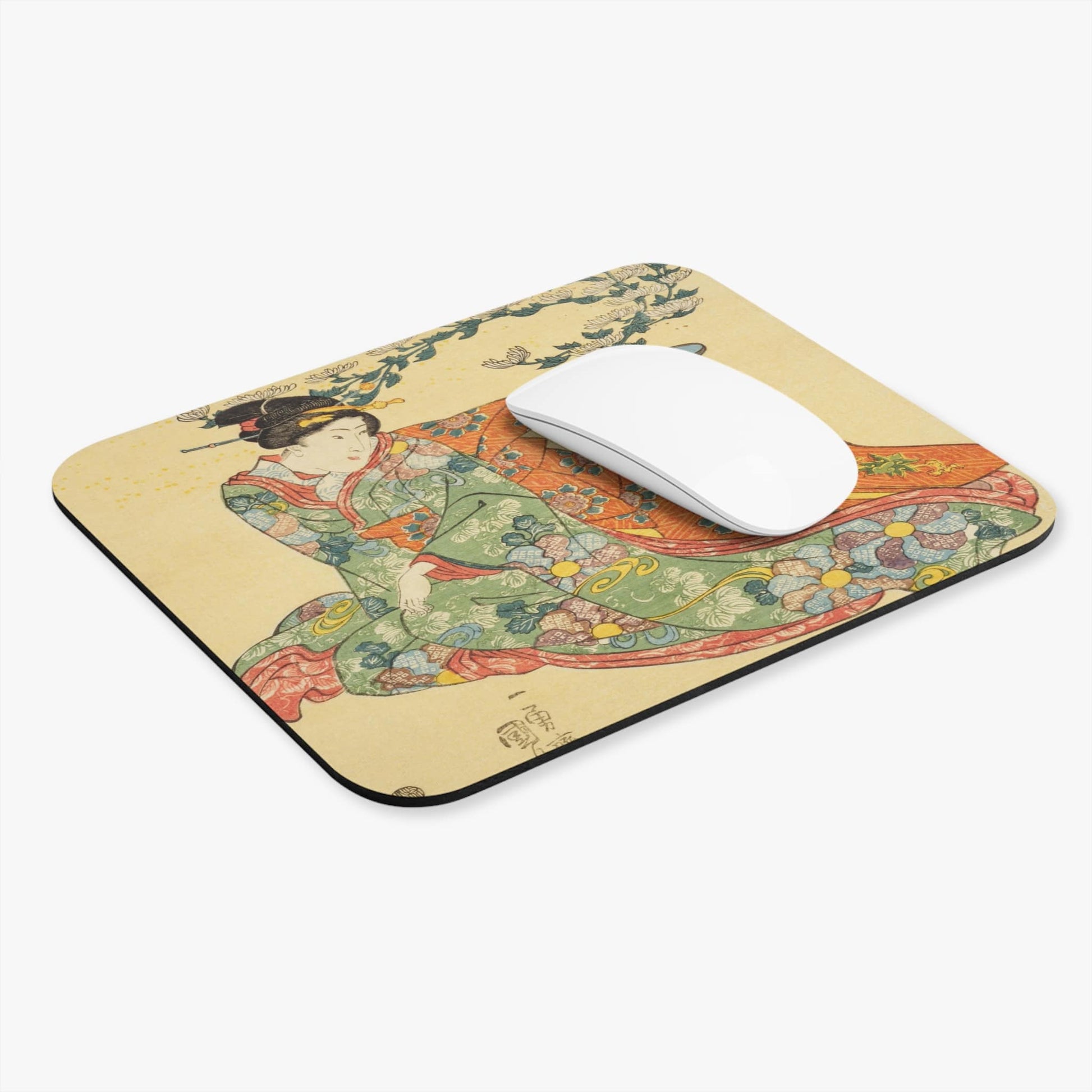 Japanese Aesthetic Computer Desk Mouse Pad With White Mouse