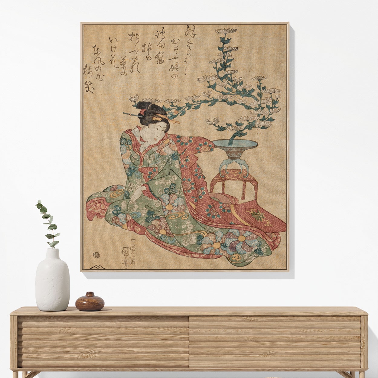Japanese Aesthetic Woven Blanket Woven Blanket Hanging on a Wall as Framed Wall Art
