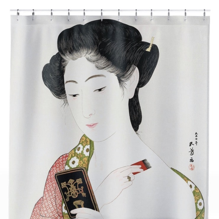 Japanese Aesthetic Shower Curtain Close Up, Japanese Shower Curtains