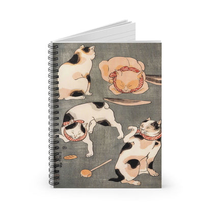 Japanese Cats Spiral Notebook Standing up on White Desk