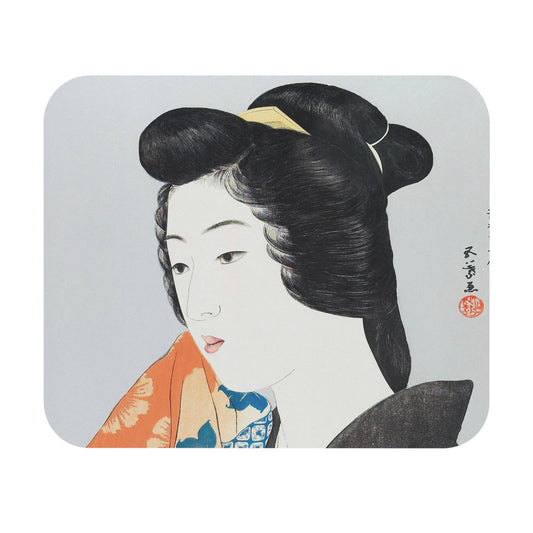 Japanese Fashion Mouse Pad highlighting a black kimono theme, ideal for desk and office decor.