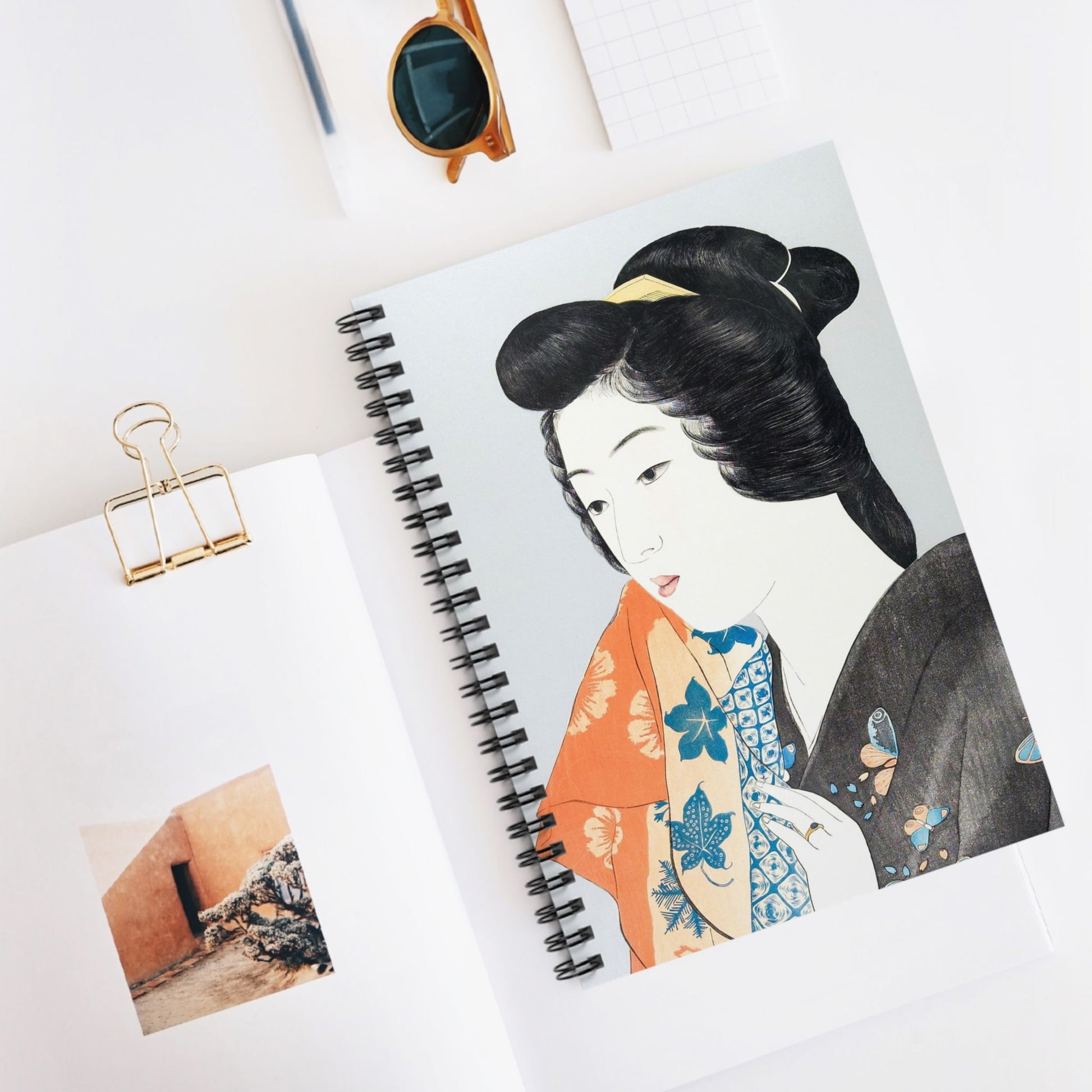 Japanese Fashion Spiral Notebook Displayed on Desk
