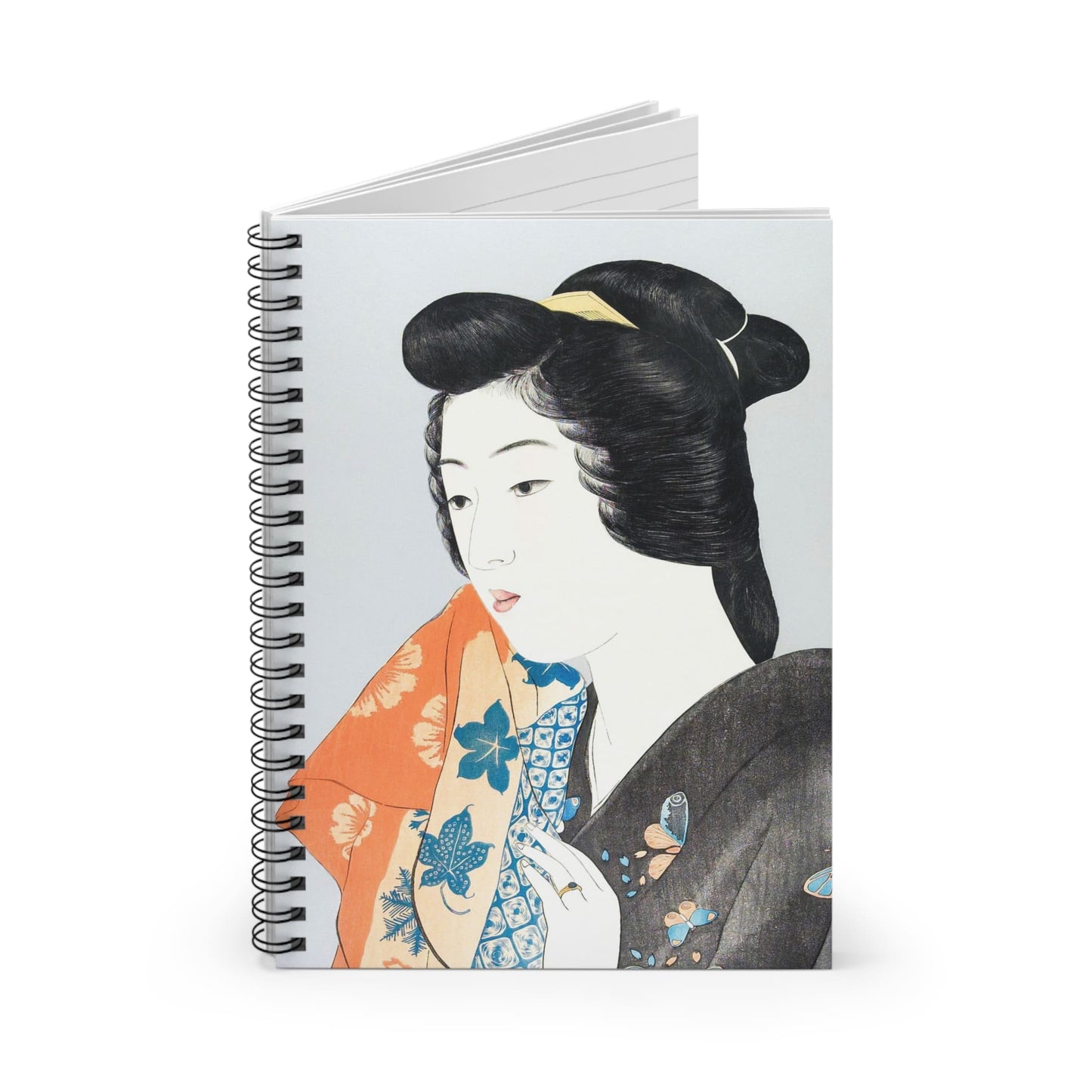 Japanese Fashion Spiral Notebook Standing up on White Desk