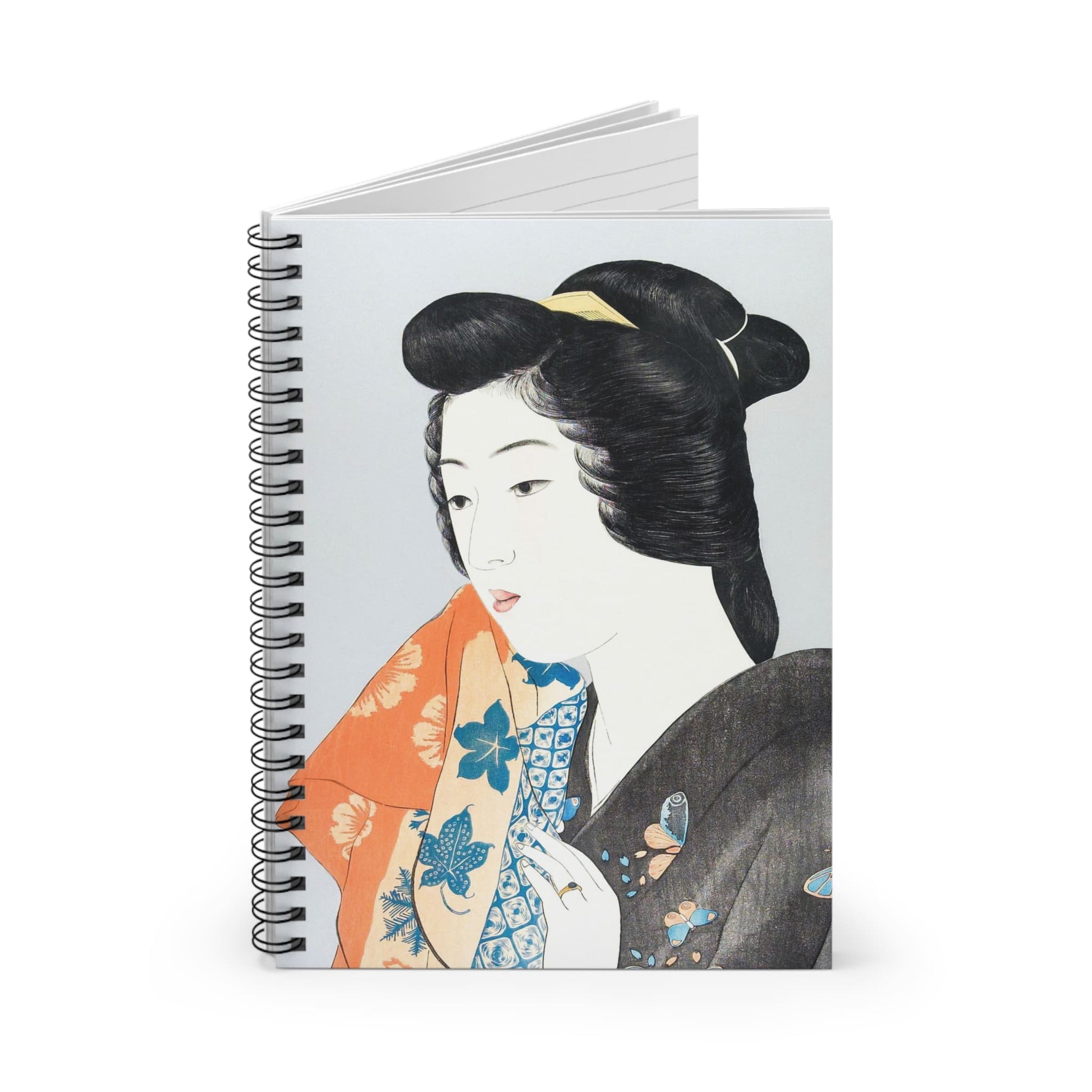 Japanese Fashion Spiral Notebook Standing up on White Desk