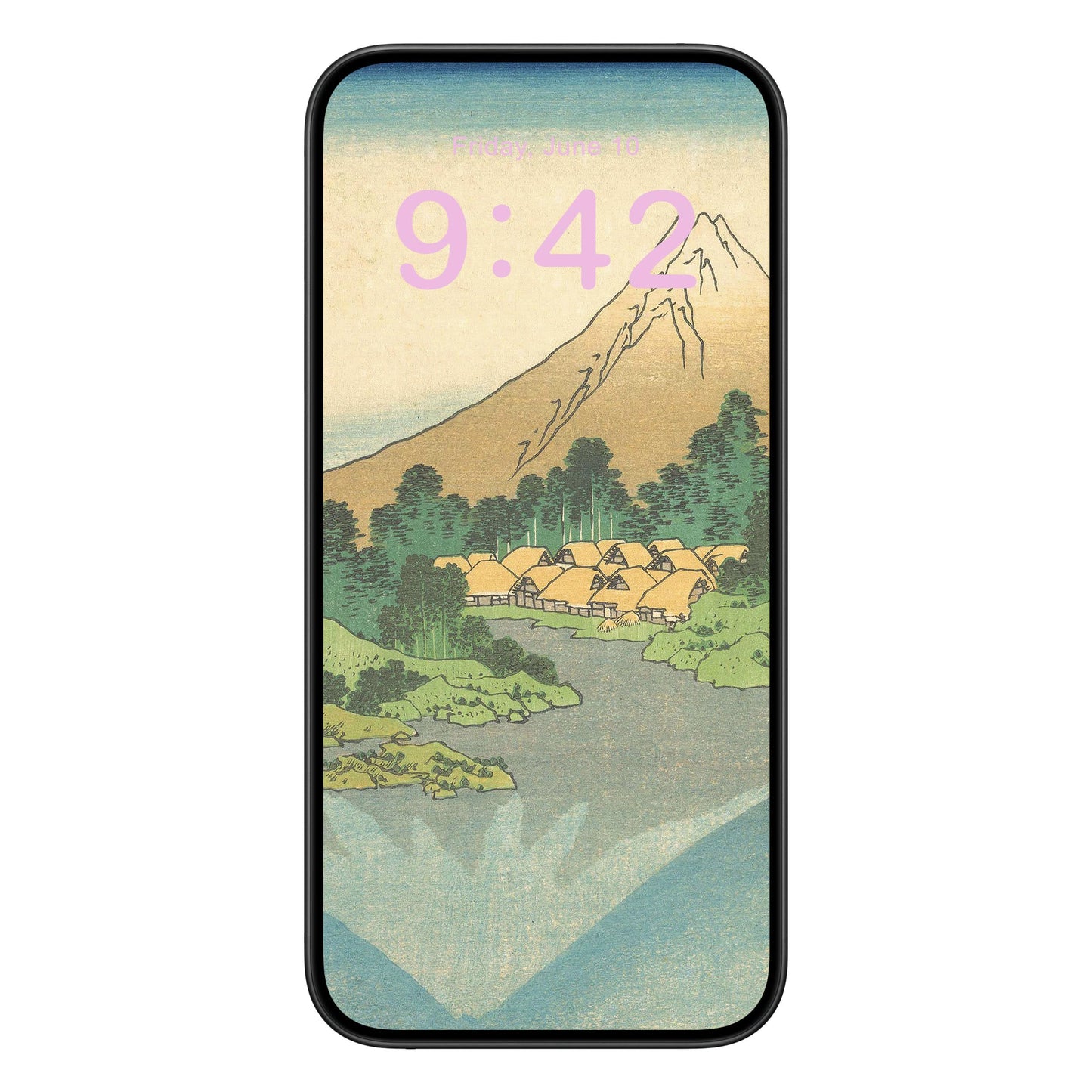 Japanese Mountain Phone Wallpaper Pink Text