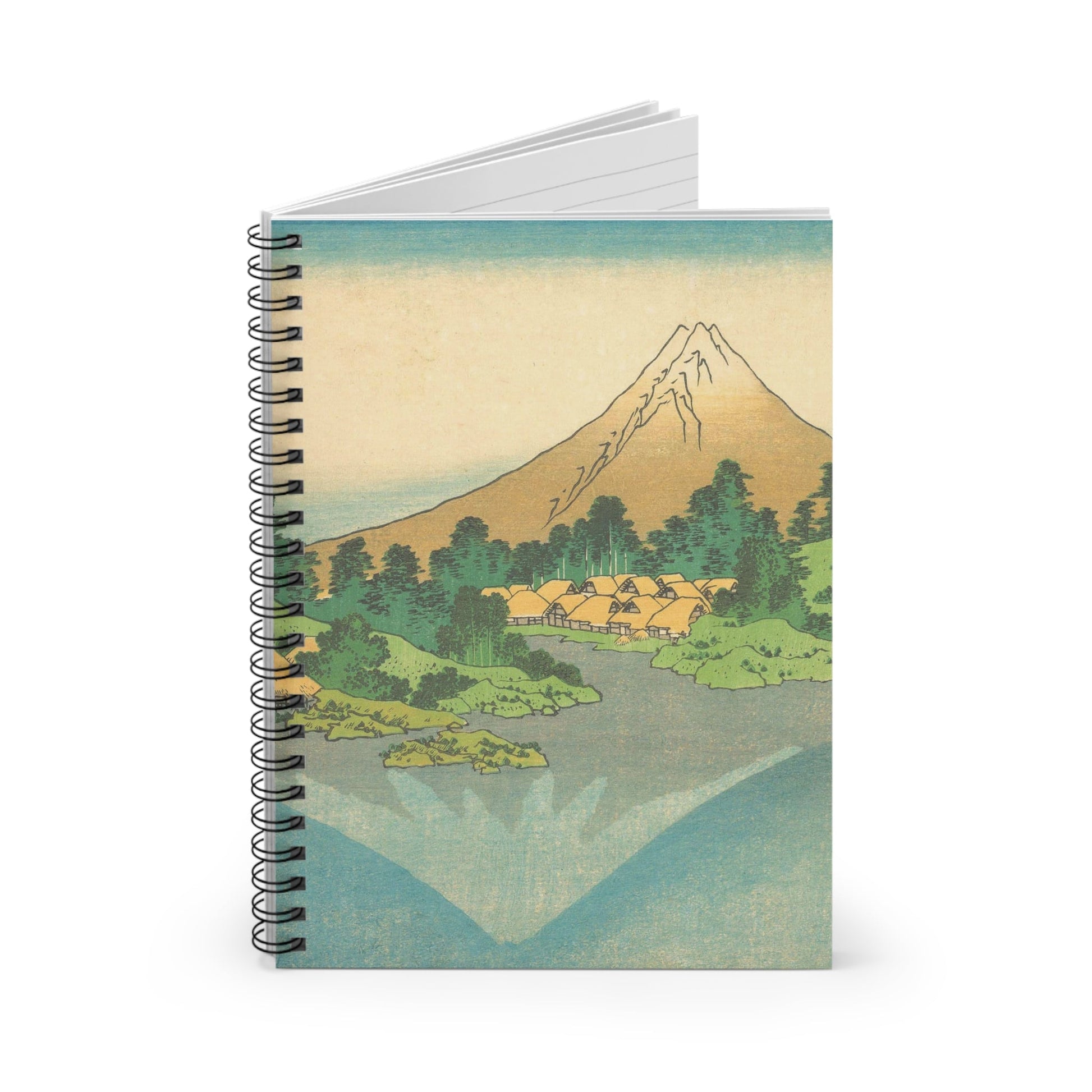 Japanese Mountain Spiral Notebook Standing up on White Desk