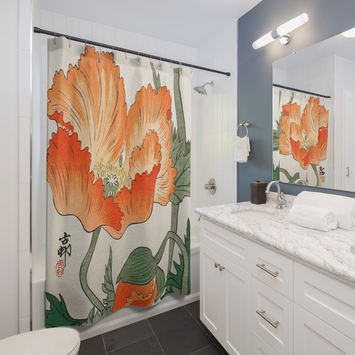 Japanese Orange Flower Shower Curtain Best Bathroom Decorating Ideas for Flowers Decor