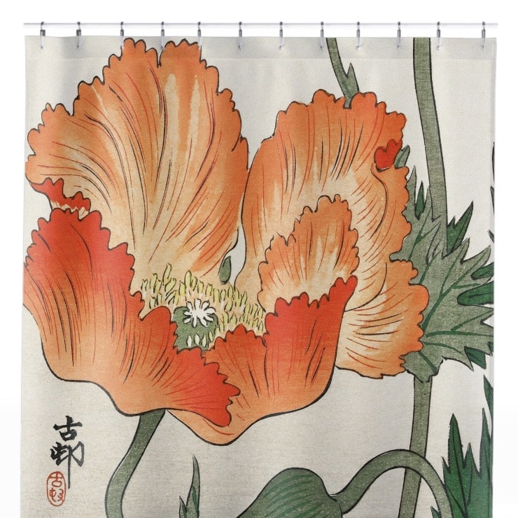 Japanese Orange Flower Shower Curtain Close Up, Flowers Shower Curtains