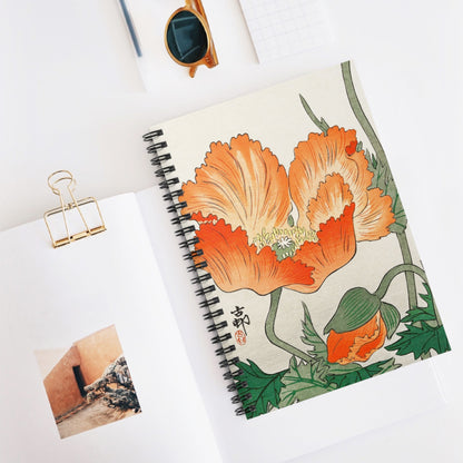  Analyzing image     Japanese-Orange-Flower-Spiral-Notebook-Displayed-on-Desk