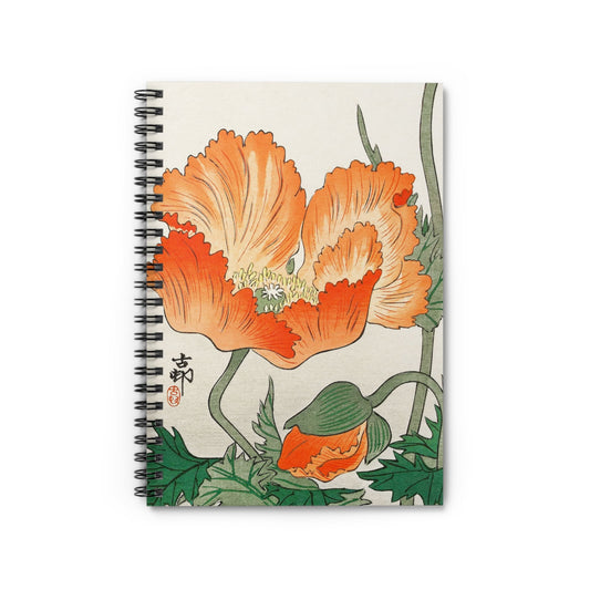 Orange Japanese Flower Notebook with flowers and plants cover, ideal for botanical enthusiasts, showcasing vibrant Japanese floral designs.
