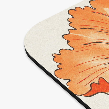 Japanese Orange Flower Vintage Mouse Pad Design Close Up