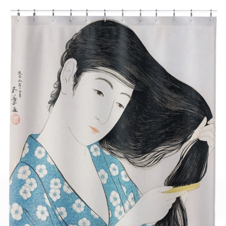 Japanese Shower Curtain Close Up, Japanese Shower Curtains