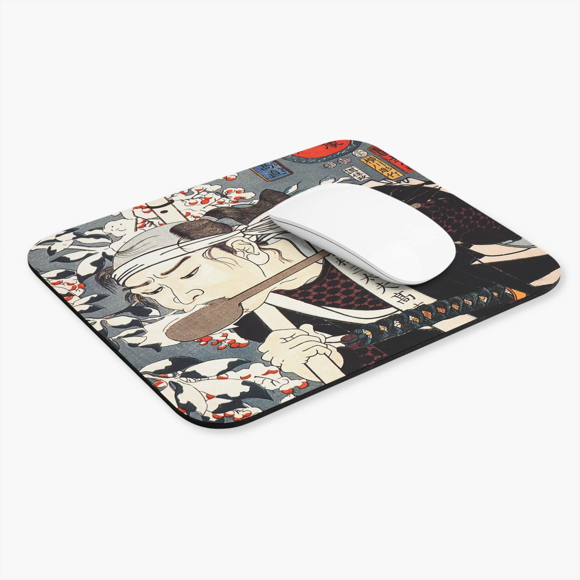 Japanese Warrior Computer Desk Mouse Pad With White Mouse