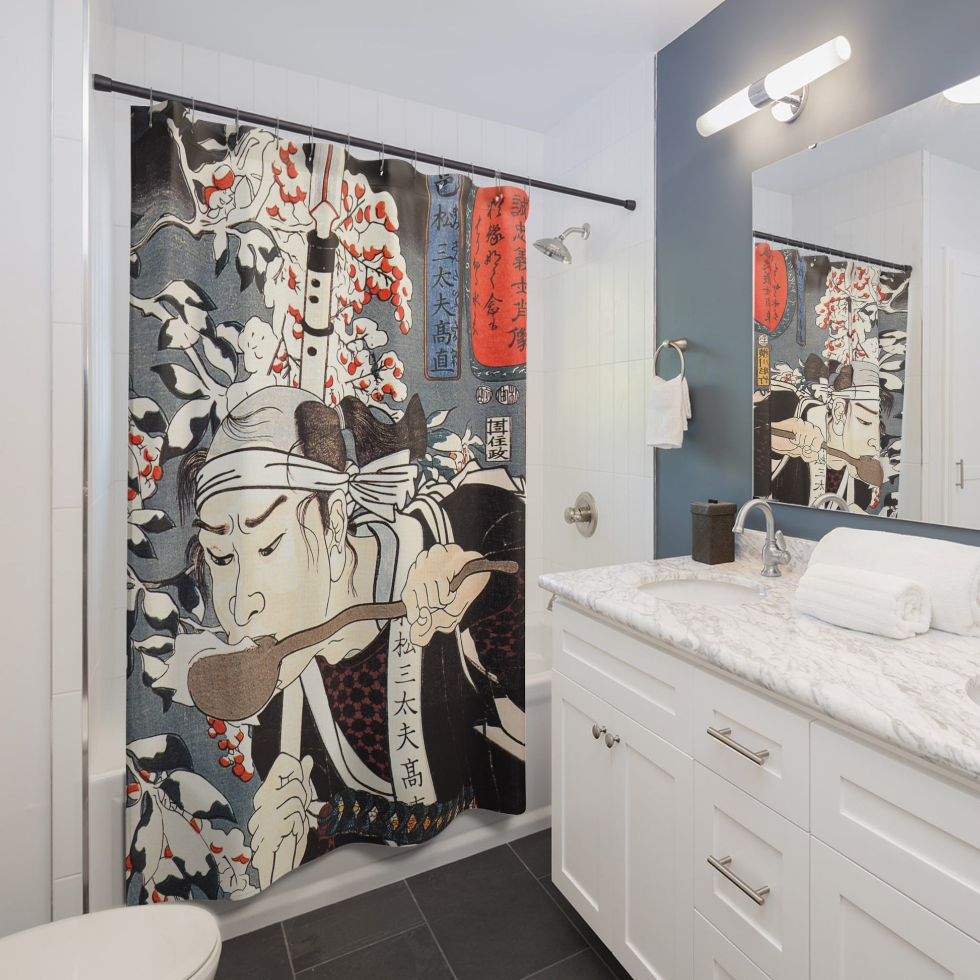Japanese Warrior Shower Curtain Best Bathroom Decorating Ideas for Japanese Decor