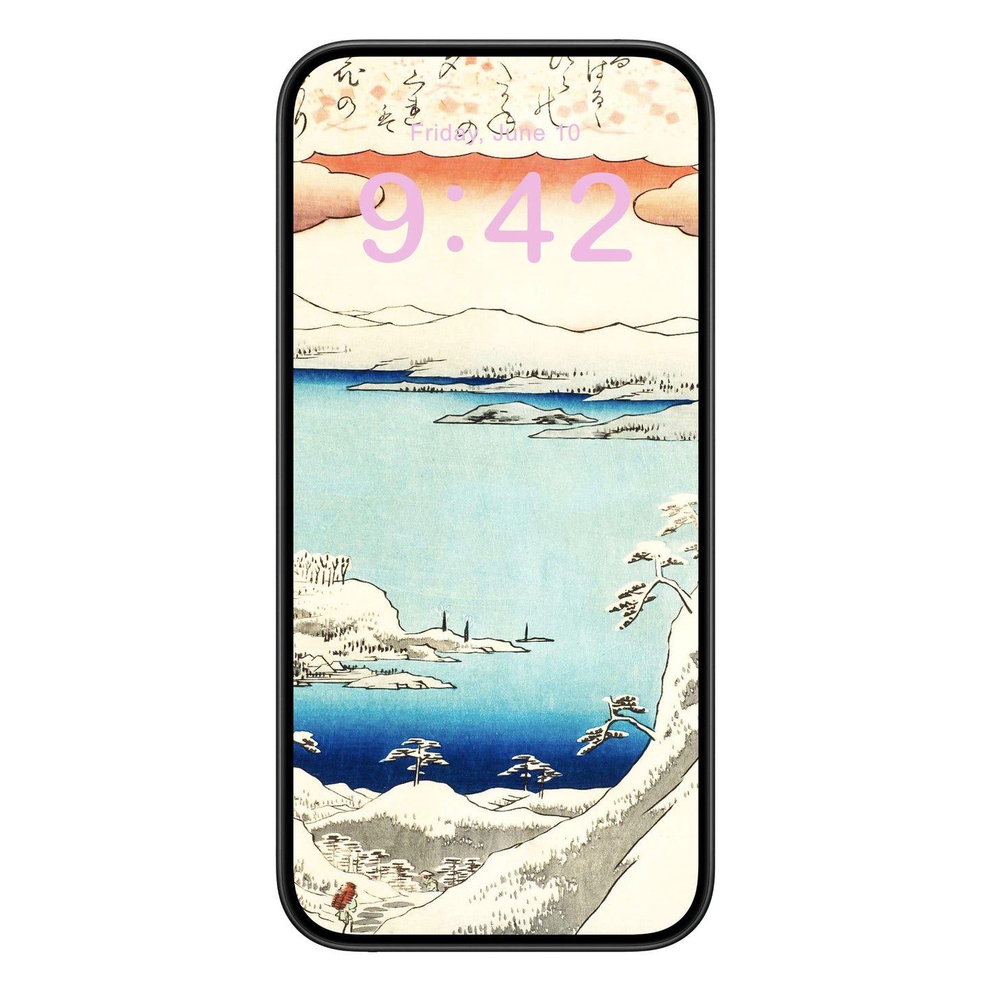 Japanese Winter Phone Wallpaper Pink Text