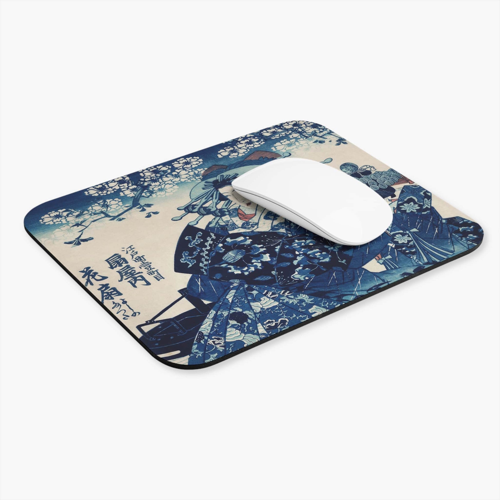 Japanese Woman Computer Desk Mouse Pad With White Mouse