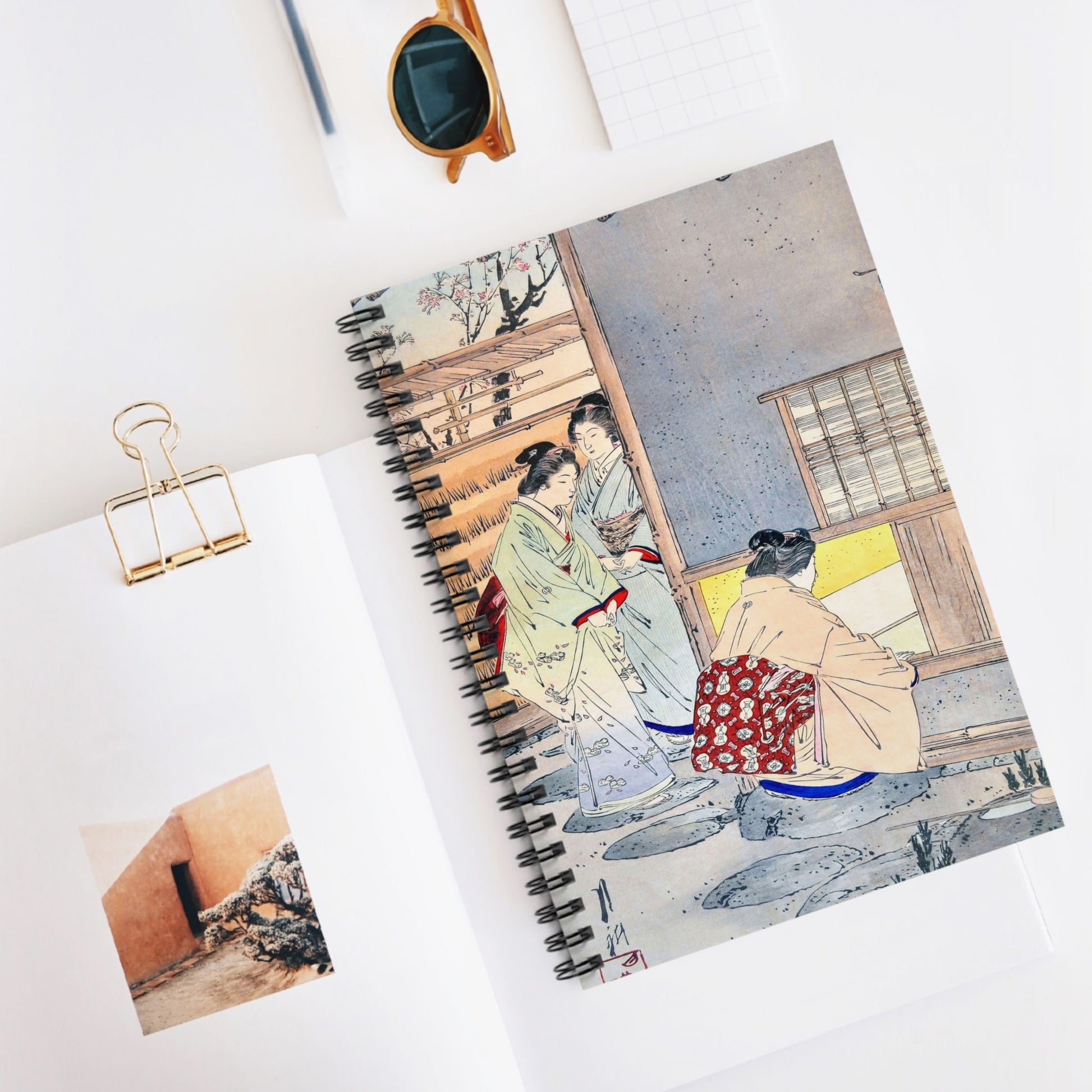 Japanese Women Working Spiral Notebook Displayed on Desk