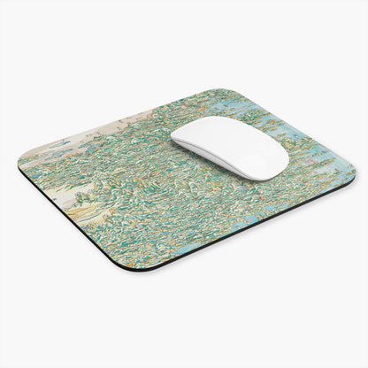 Japanese Woodblock Computer Desk Mouse Pad With White Mouse