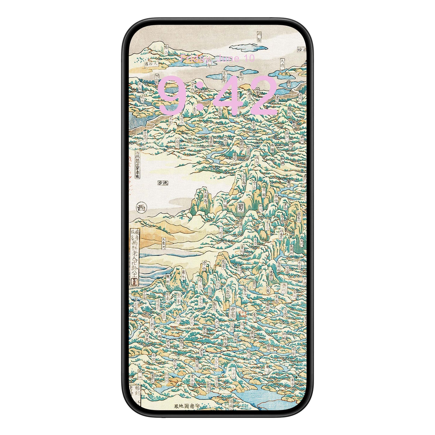 Japanese Woodblock Phone Wallpaper Pink Text